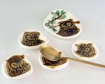 Owl Spoon Rest Coffee Teaspoon Rest Owl Lover Gift  Teaspoon Rest Owl Art Gift Coffee Spoon Rest Owl Decor Home Art Spoon Holder Coffee Bar