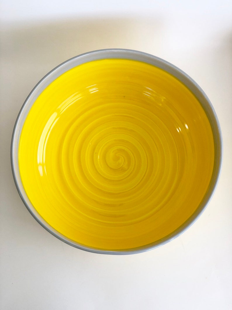 Handmade Ceramic Yellow and Gray Bowl