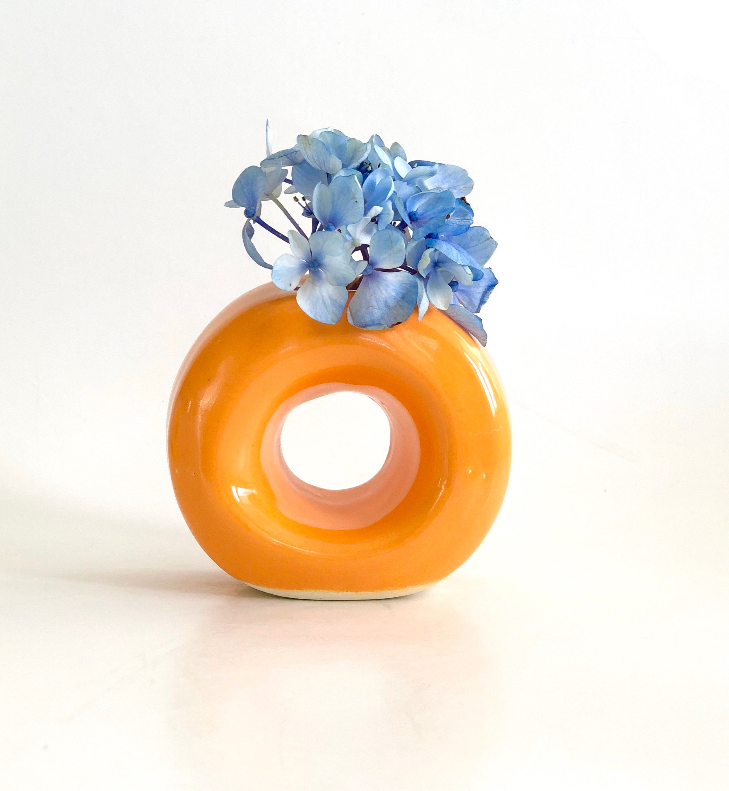 Mini Orange Vase, Modern Vase, Donut Vase, Abstract Vase, Orange Bud