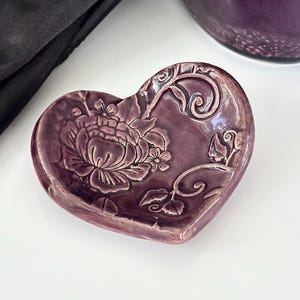 Purple Coffee Spoon Rest Heart Shaped Purple Ceramic Teaspoon Rest Coffee Heart Spoon Holder Small Spoon Rest Kitchen Coffee Bar Station