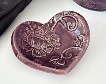 Purple Coffee Spoon Rest Heart Shaped Purple Ceramic Teaspoon Rest Coffee Heart Spoon Holder Small Spoon Rest Kitchen Coffee Bar Station