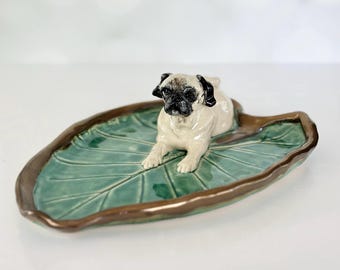 Custom Portrait Jewelry Dish Portrait Trinket Jewelry Dish Ceramic Gift Dog Jewelry Holder Birthday Gift Nature Leaf Dish Necklace Holder