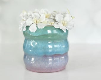 Handmade Blue Green Ceramic Vase - Modern Kitchen Decor