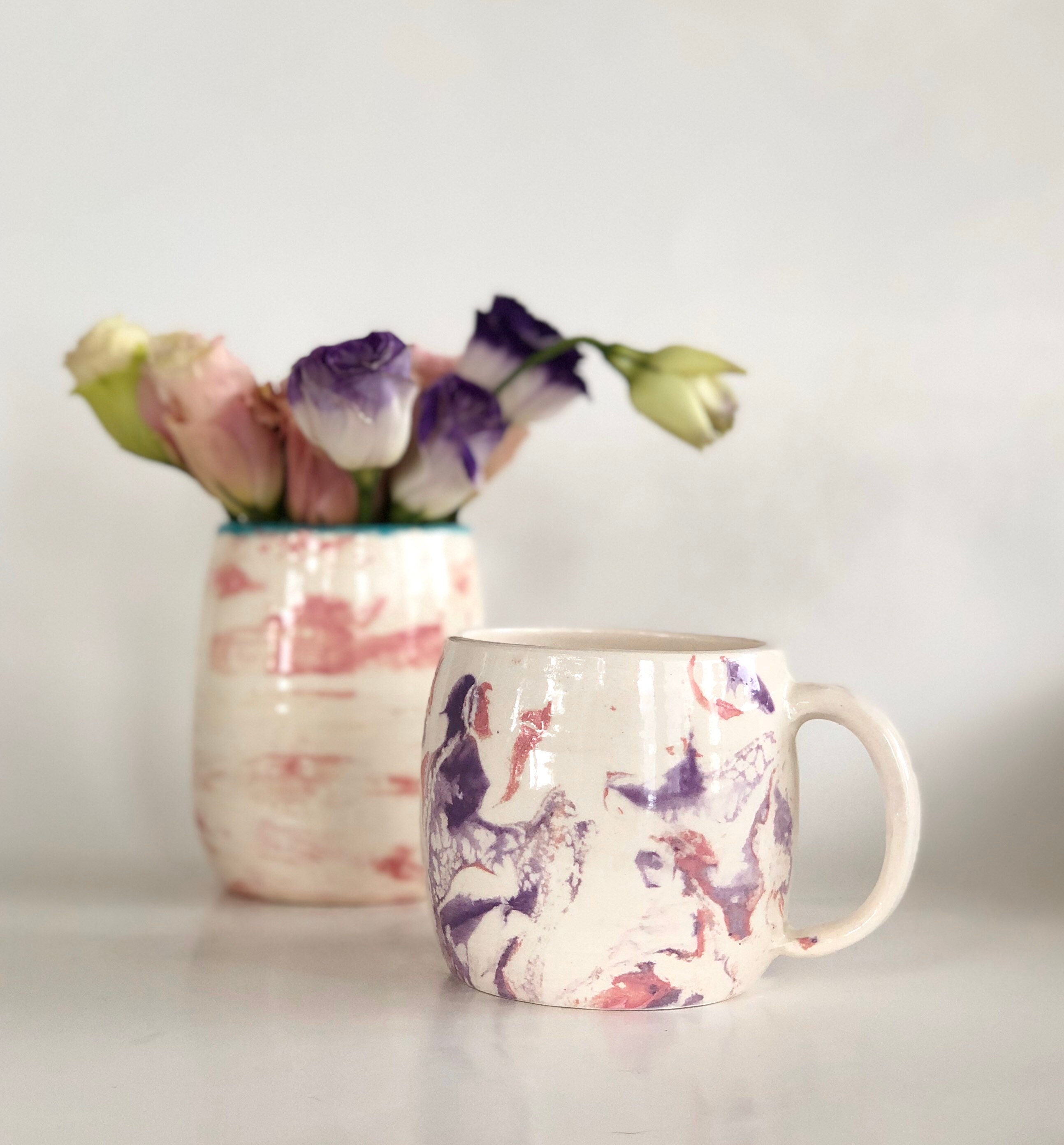 Pastel Coffee Mug, Marbled Mug, Pastel Marbled Mug, Purple Pastel Mug