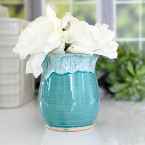 Blue White Flower Vase Handmade Blue Vase Home Housewarming Gift Anniversary Gift Kitchen Decor Country Kitchen Vase Mom Birthday Gift Vase