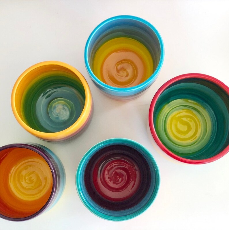 Pencil Cup Ceramic Pencil Holder Rainbow Pottery Pencil Cup Etsy