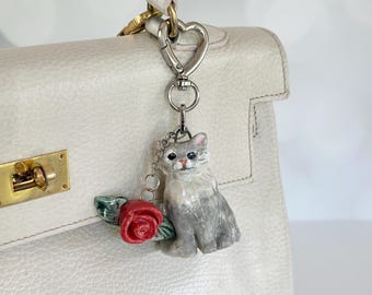 Handmade Cat Bag Charm: Cat Mom Gift