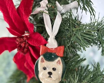 Mini Westie Christmas Ornament Handmade Westie Highland Ornament Westie Lover Christmas Gift West Highland Terrier Dog Tree Ornament