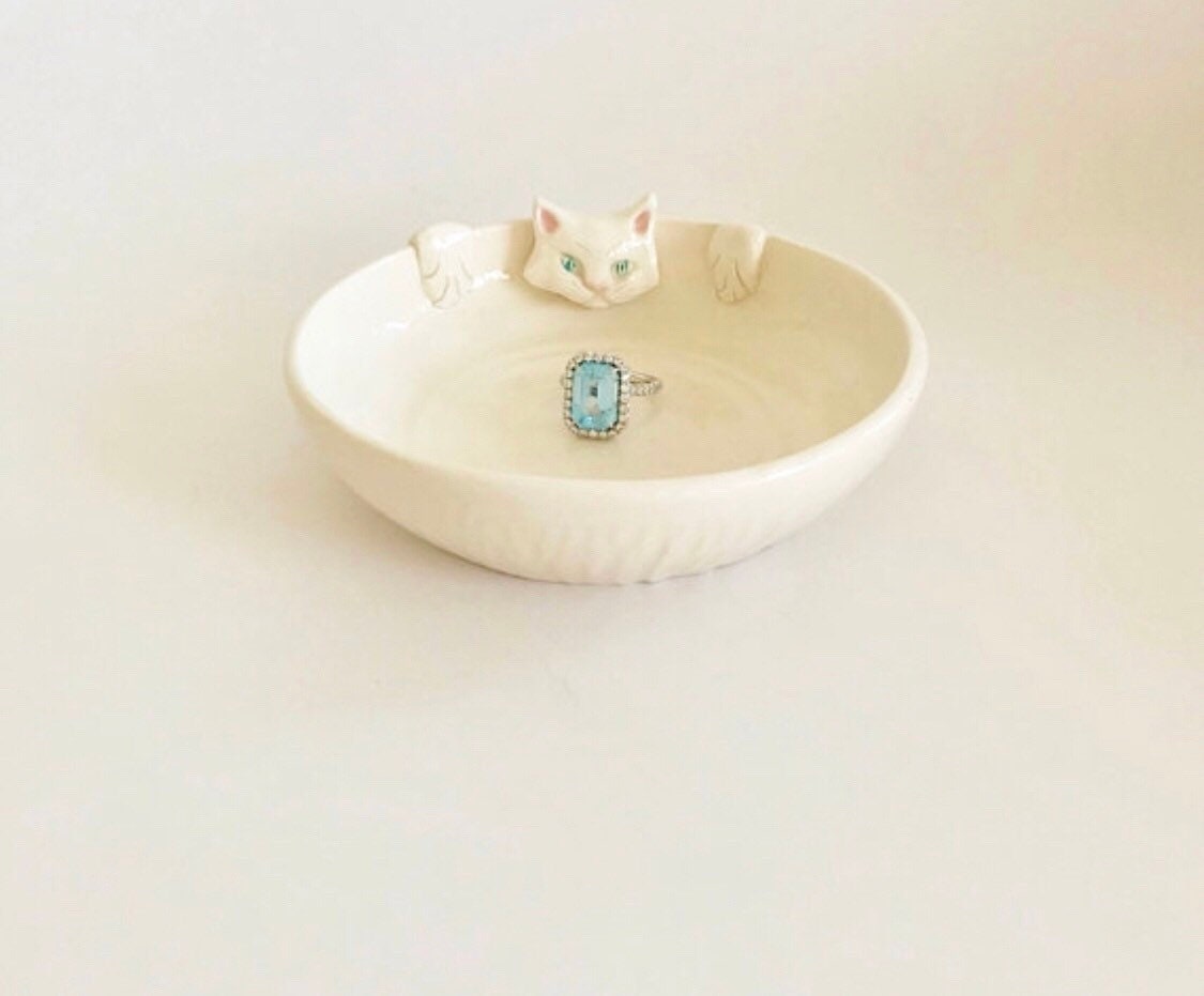 Soap Dish, Cat Ring Dish, Ceramic Soap Dish, Ceramic Cat Ring Dish