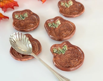 Pumpkin Teaspoon Rest Thanksgiving Pumpkin Coffee Rest Ceramic Halloween Pumpkin Coffee Bar Spoon Rest Coffee Station Pumpkin Table