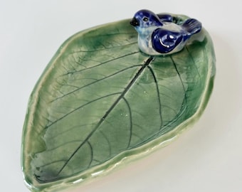 Bird Ring Dish Gift Blue Bird Trinket Dish Jewelry Gift For Bird Mom Gift For Daughter Bird Jewelry Holder Bird Lover Gift Bird Art Handmade