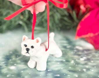 Mini Westie Christmas Ornament Handmade Westie Highland Ornament Westie Lover Christmas Gift West Highland Terrier Dog Tree Ornament