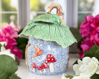 Fairy House Canister  Fairy House  Kitchen Canister  Canister with Lid  Garden Fairy House