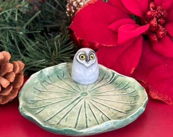 Owl Ring Dish  Owl Trinket Dish  Ceramic Dish  Gift For Mom  Gift For Daughter  Owl Art  Owl Jewelry Dish