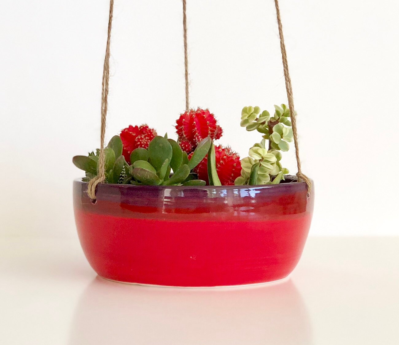 Indoor Hanging Planter, Hanging Pot, Hanging Planter Red, Hanging