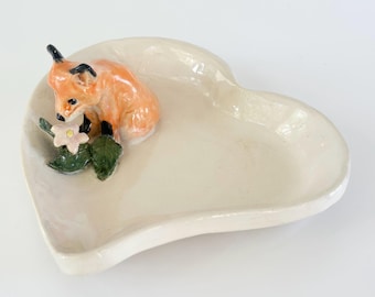 Handmade Ceramic Fox Trinket Dish: Fox Ring Dish