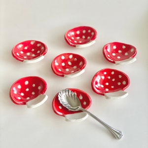 Mushroom Spoon Rest, Coffee Spoon Rest, Teaspoon Rest, Spoon Rest, Spoon Rest Red, Cottagecore Kitchen, Mushroom Ring Dish, Mushroom