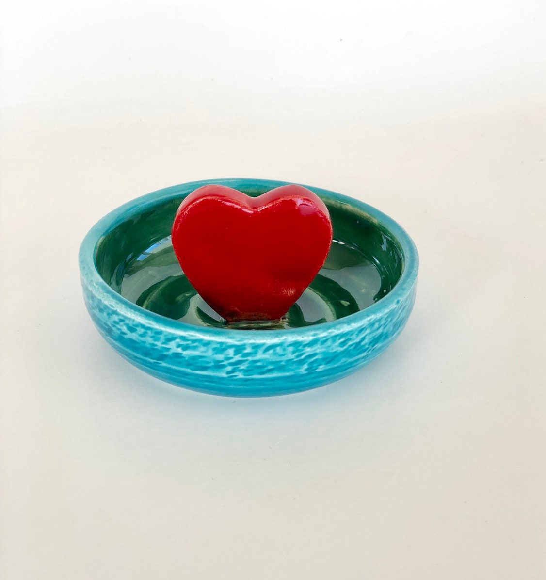 Red Heart Ring Dish, Trinket Bowl, Trinket Dish, Small Trinket Pot