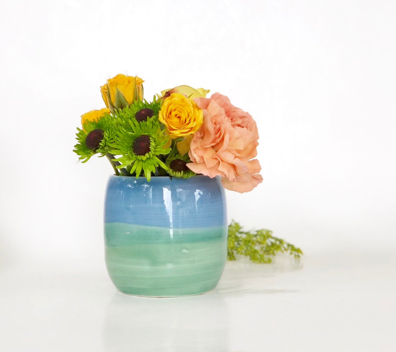 Porcelain Bud Vase, Blue Porcelain Vase, Small Vase, Green Porcelain Vase, Mini Vase, Small Pot