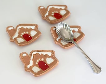Gingerbread Coffee Spoon Rest Gingerbread House Teaspoon Rest Coffee Station Decor Kitchen Teaspoon Holder Winter Decor Home Coffee Bar Tea