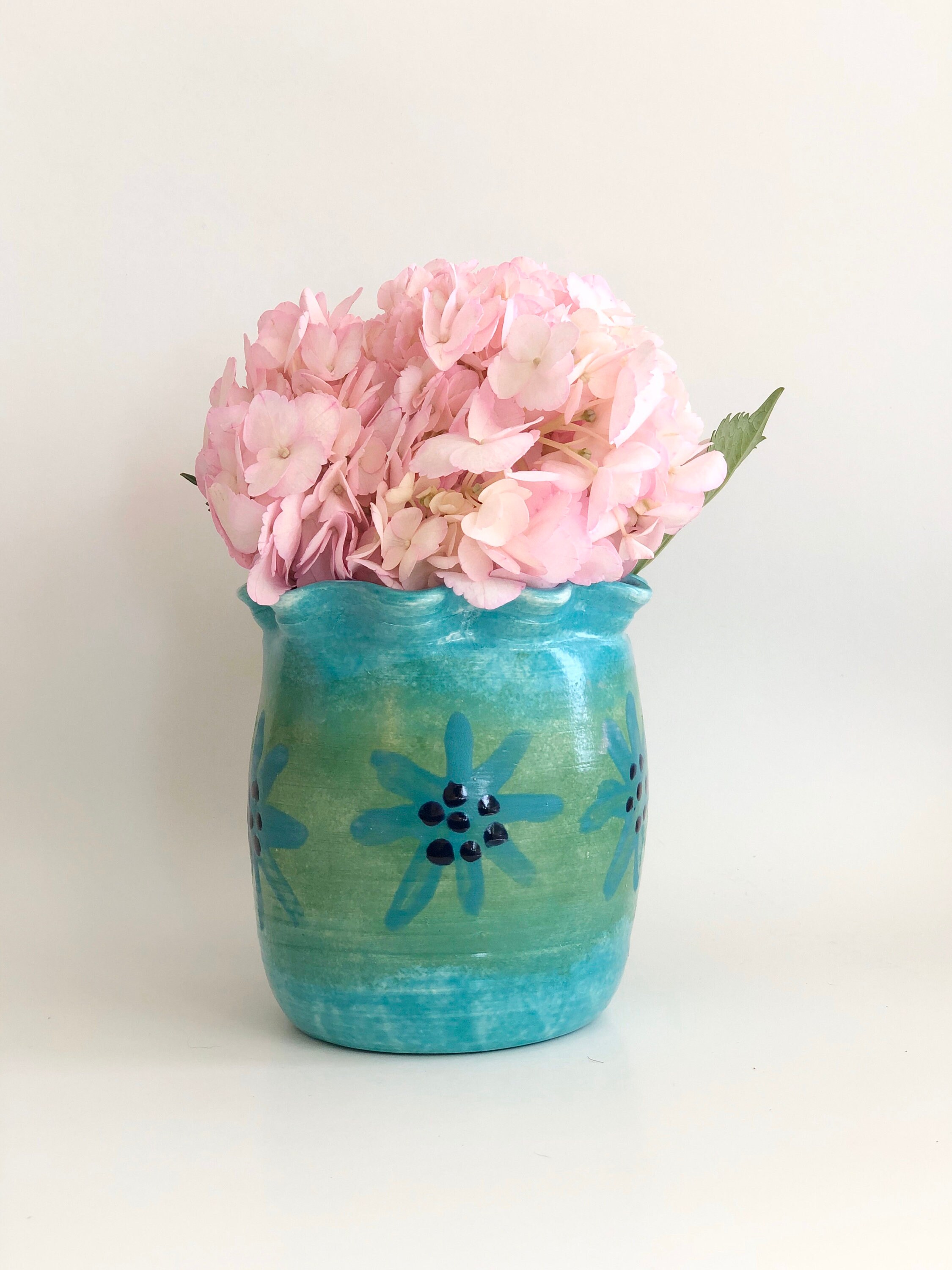 Turquoise Vase Handmade, Wheel Thrown Vase, Flower Vase, Aqua Pot