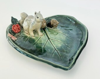 Handmade Ceramic Squirrel Ring Dish: Squirrel Lover Birthday Gift