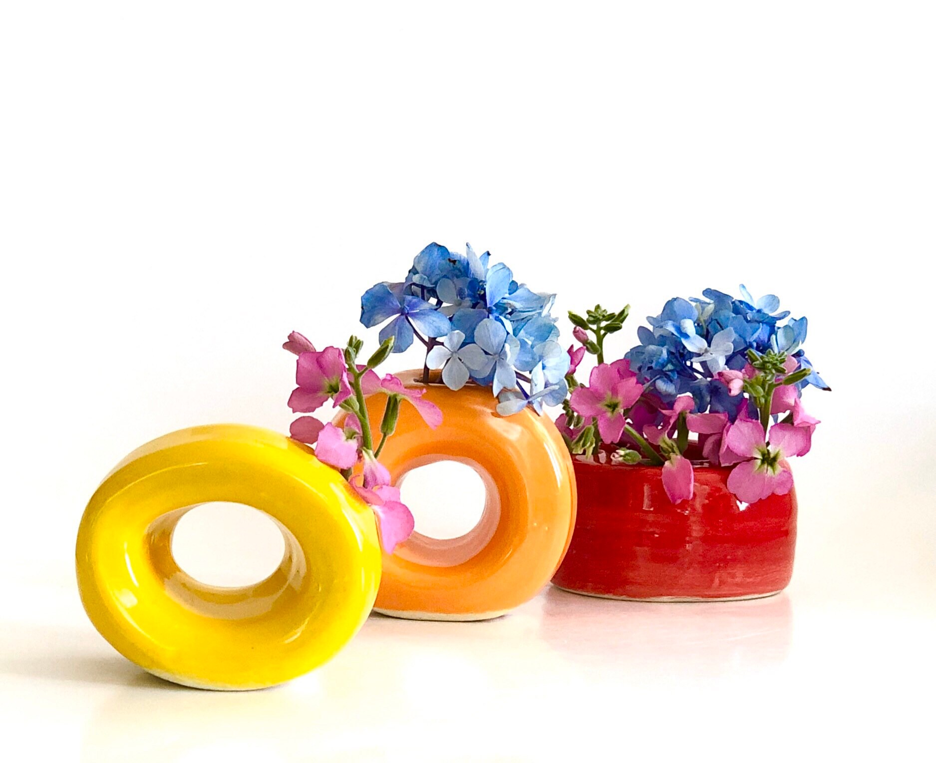 Mini Orange Vase, Modern Vase, Donut Vase, Abstract Vase, Orange Bud