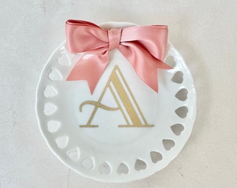 Custom Bridal Shower Favor Bow Trinket Dish Initial Personalized Shower Monogrammed Wedding Favor Gift Custom Bridal Party Personalized