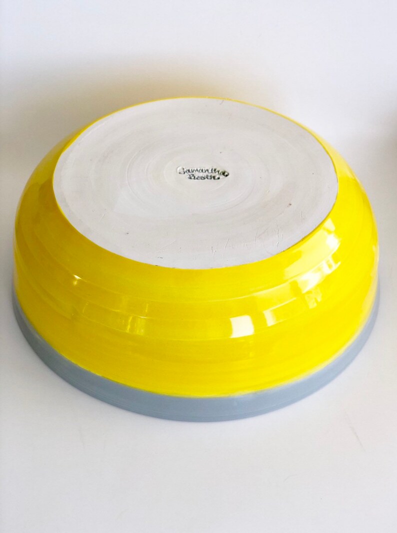 Handmade Ceramic Yellow and Gray Bowl