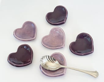 Purple Coffee Spoon Rest Coffee Gift Heart Spoon Rest Valentine Gift Ceramic Teaspoon Rest Coffee Spoon Holder Kitchen Coffee Bar Station