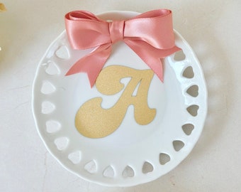 Bridal Shower Favor Bow Trinket Dish Favor Initial Personalized Quinceanera Monogrammed Wedding Favor Gift Custom Bridal Party Personalized