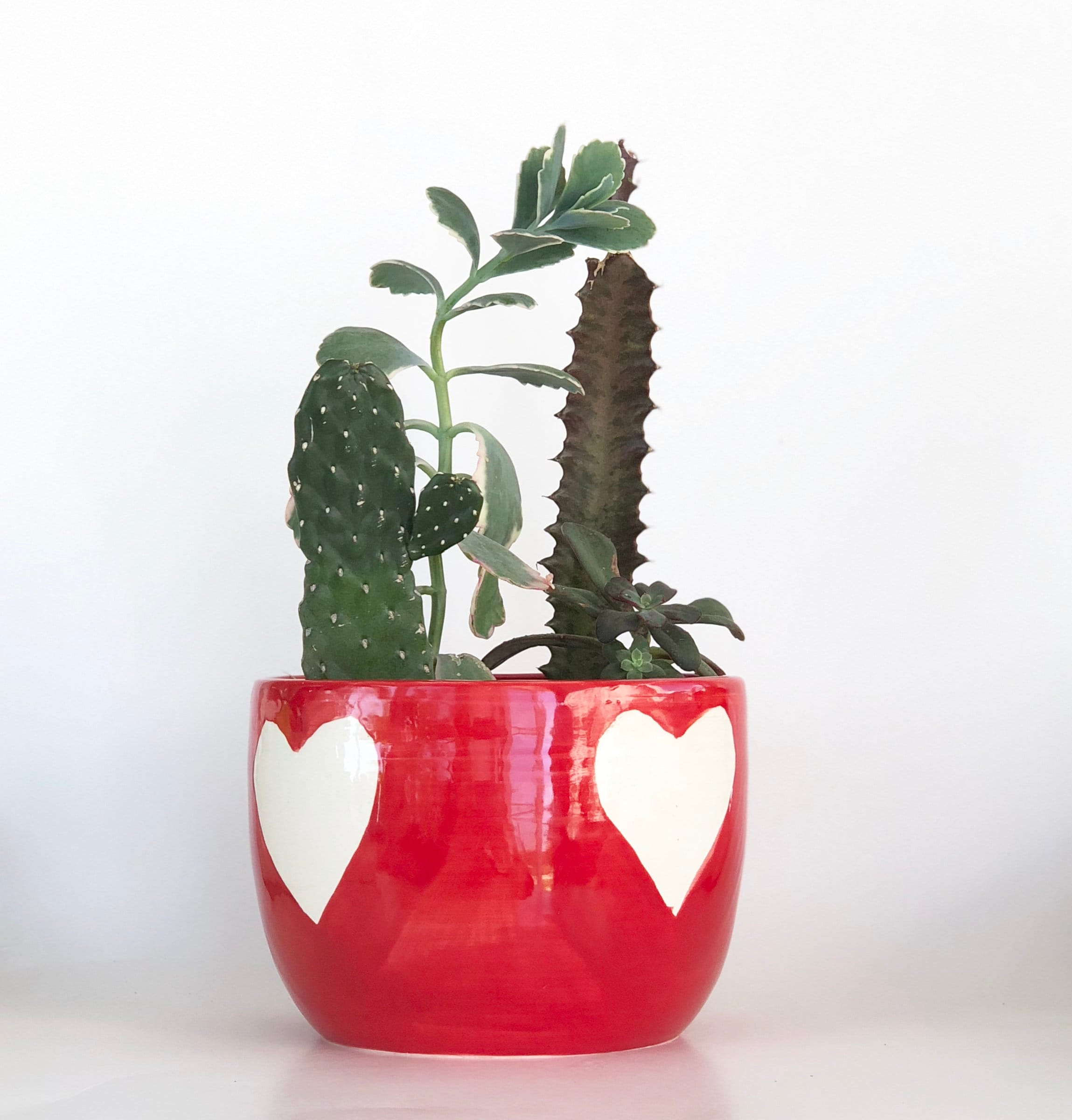 Heart Planter Pot, Heart Pot, Red Planter, Handmade Red Planter, Ceramic Planter, Red Pottery