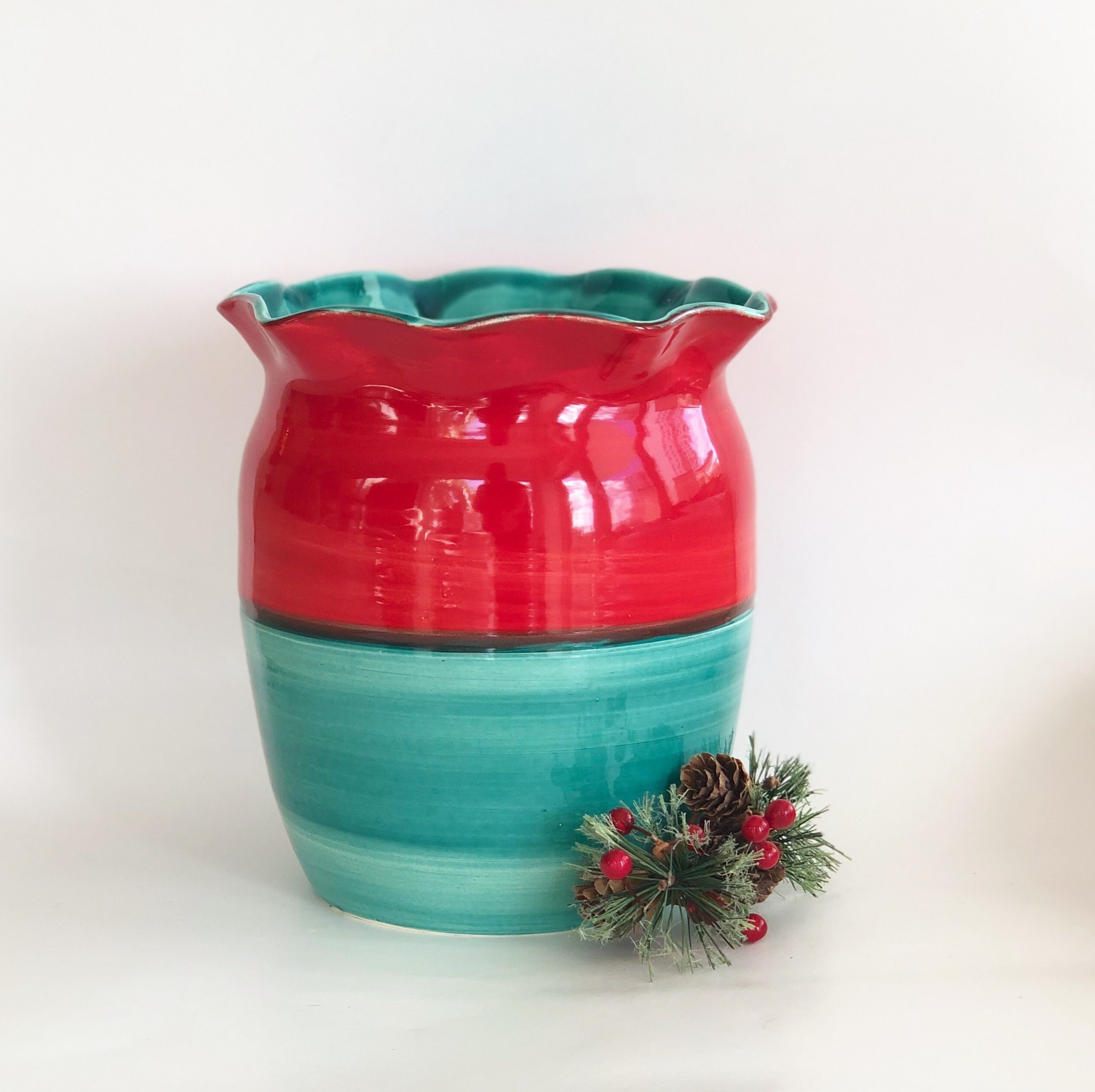 Flower Vase, Housewarming Gift, Red Vase, Long Distance Gifting