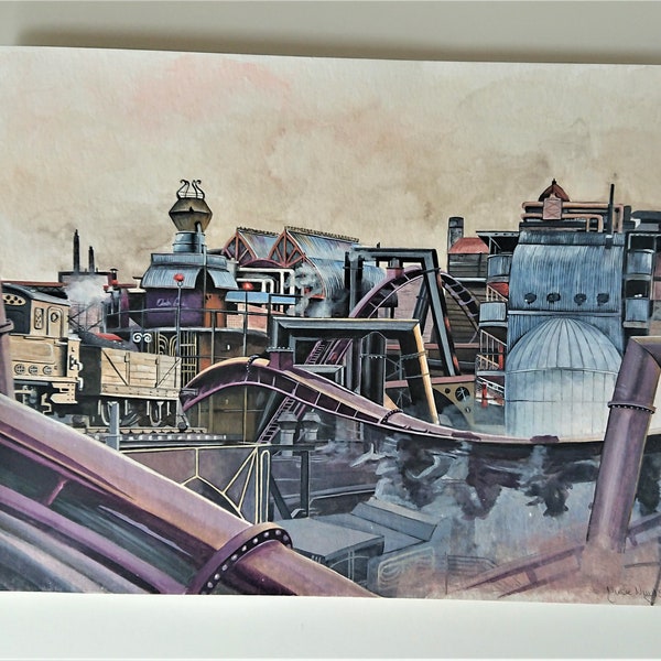 Phantasialand Rookburgh watercolor painting (original, no print)