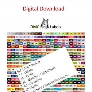DMC Floss Labels - Solid color - Digital Downlaod