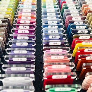 Engraved Acrylic Cross Stitch Bobbins | DMC Floss Bobbins | 506 DMC Color Numbers | Embroidery Organization