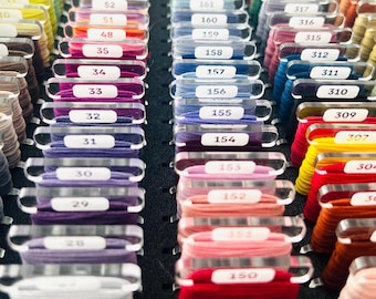 Engraved Acrylic Cross Stitch Bobbins | DMC Floss Bobbins | 506 DMC Color Numbers | Embroidery Organization