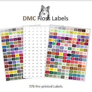 Larger DMC Floss Labels - Solid color, floss image and white.