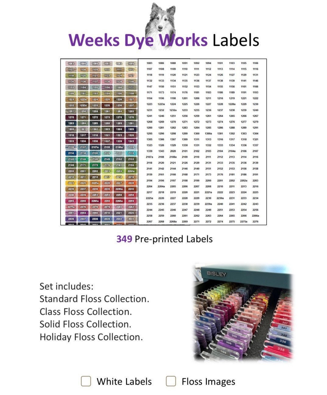 Weeks Dye Works Labels - Floss Image and White. - Etsy
