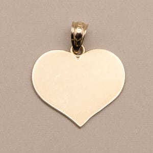 Classic Vintage 14k Gold Heart Charm | Engraveable Pendant | Personalized Real Gold Charm | 20mm |