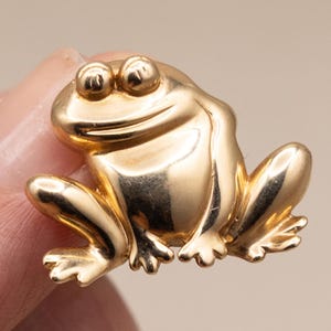 Erstaunlicher Vintage 14k Gold Frosch Anhänger - wunderlicher Dia Charm für Froschliebhaber