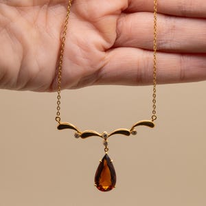 Vintage 18k Gold H. Stern Necklace | Pear Drop Madeira Citrine & Diamonds | Real Solid 18k Gold | Stamped 750