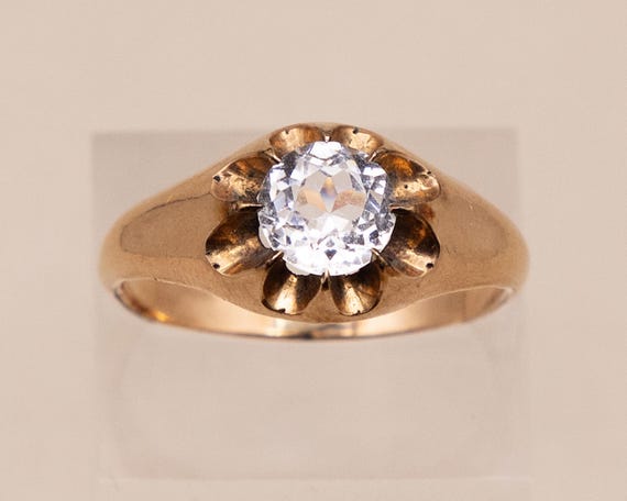 Wow! Gorgeous Vintage 14k Gold Ring with Belcher Setting | Size 11.25 | Solid Gold Belcher Ring