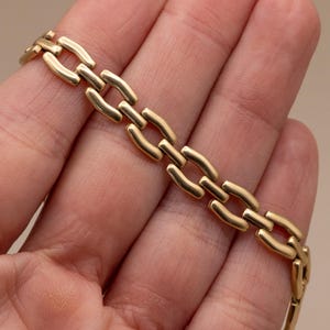 Amazing Vintage Italian 14k Gold Link Bracelet by Milor | 8 Inches | 7.1mm Wide | Fancy Chain Bracelet | Real Solid Gold