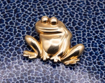 Amazing Vintage 14k Gold Frog Pendant - Whimsical Slide Charm for Frog Lovers