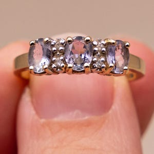 Vintage 14k Solid Gold, Tanzanite & Diamond Ring | Size 6.5 | Light Purple Tanzanite