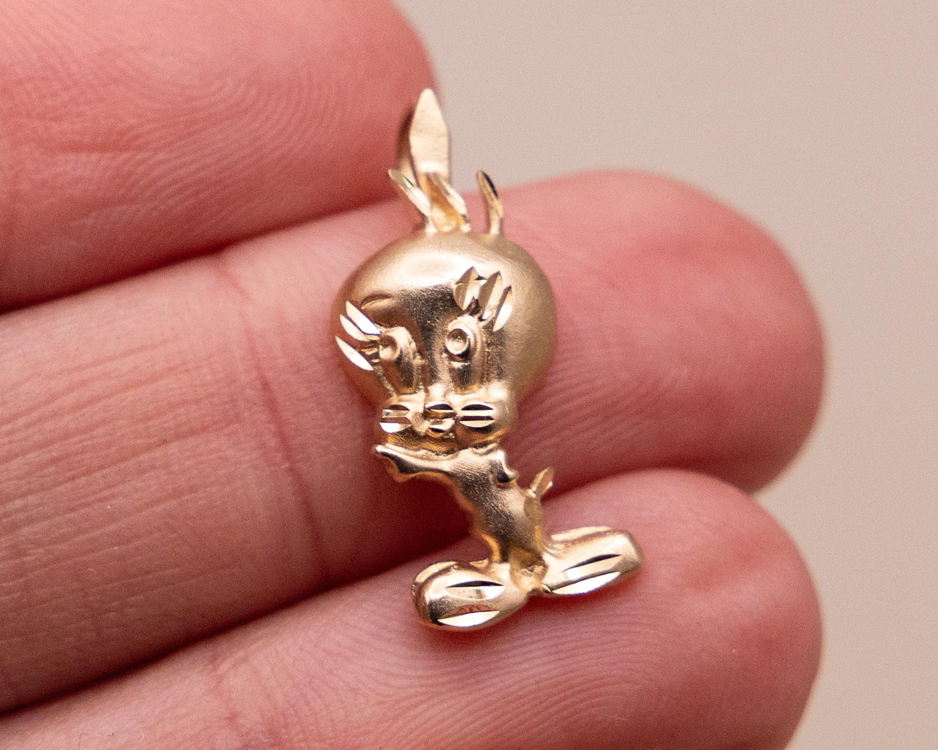 Vintage 14k Solid Gold Tweety Bird Charm | Looney Toons | Warner