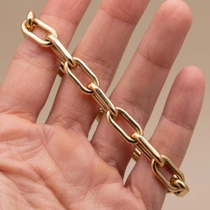 Amazing Vintage 14k Gold Chunky Cable Bracelet | 8mm Wide | 7.5 Inches | Shortenable | Real Solid Gold Oval Link Bracelet