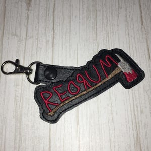 Redrum Key Fob Horror Movie Inspired Keychain Spooky Accessory for Horror Fans, Halloween Gifts