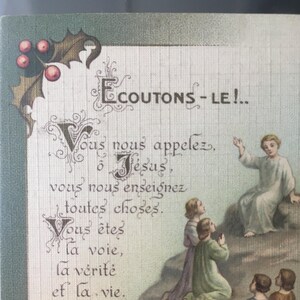 Natale, Avvento, Cartolina Di Preghiera Aconservatire Scheda Religiosa "Canivet" 20 secolo Pio Immagine Iconografia Bambino Gesù Datato 1912